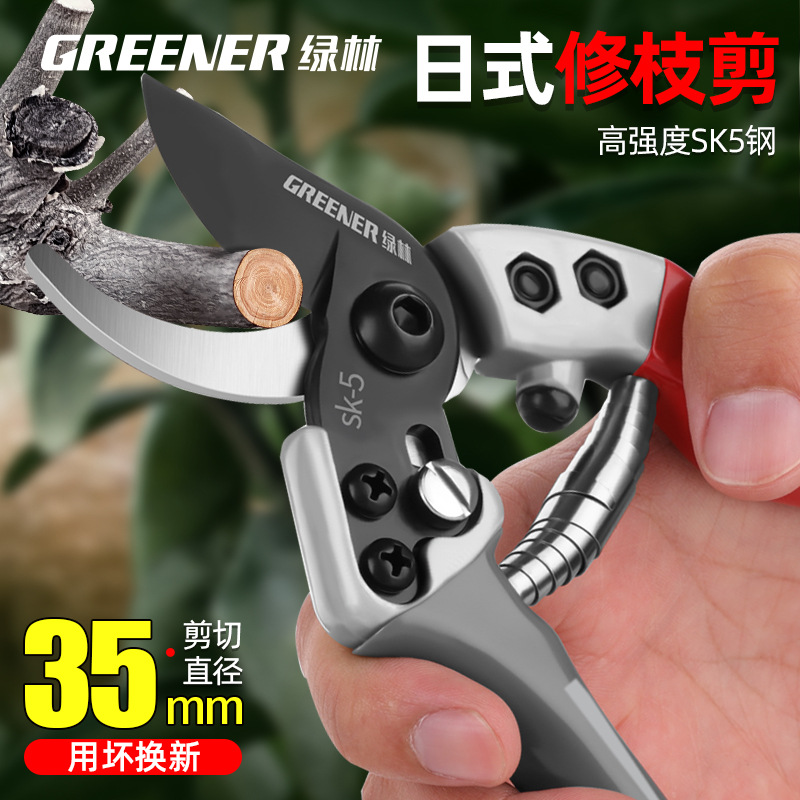 Tijeras de Podar Especializadas Green Forest Garden, Tijeras para Ramas Resistentes que Ahorran Esfuerzo, Tijeras para Podar Árboles Frutales y Flores, Herramientas de Jardinería Profesionales