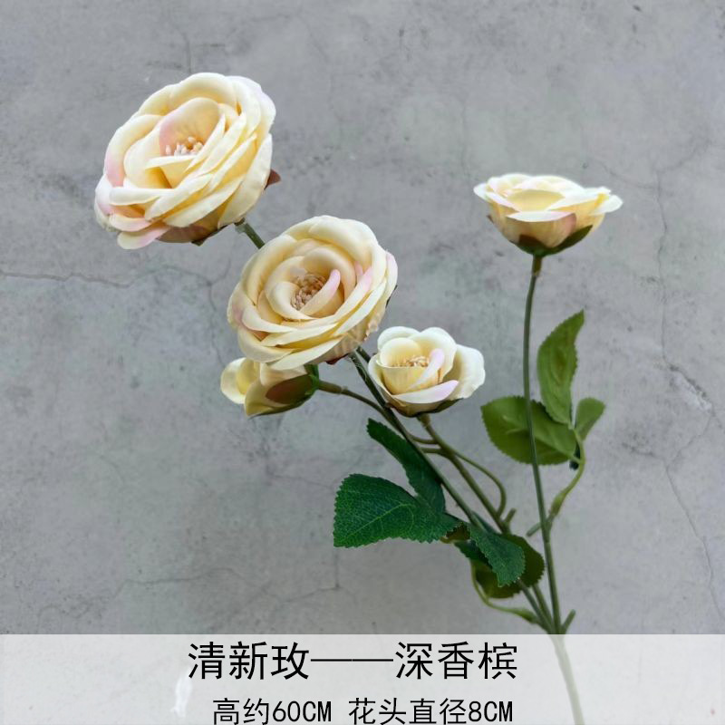 Artificial Rosa sola franela Rosa flor artificial boda decoración del hotel decoración del hogar arreglo de flores flor artificial Rose