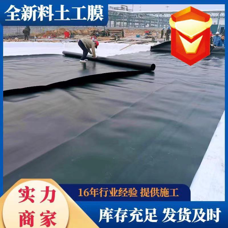 现货双光面黑色土工膜 防水耐低温防渗膜 蓄水池底部防渗土工膜
