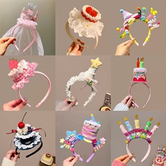 ハニーパーティー ~ さくらんぼケーキ帽子レースヘアクリップ女性誕生日写真クリエイティブヘアバンドかわいい子供髪
