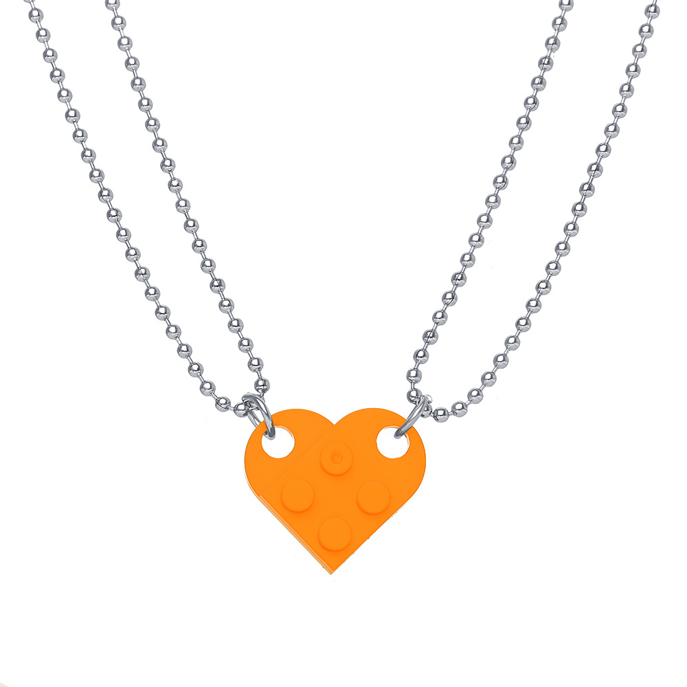 Simple Heart-Shape Double Bead Chain Necklace