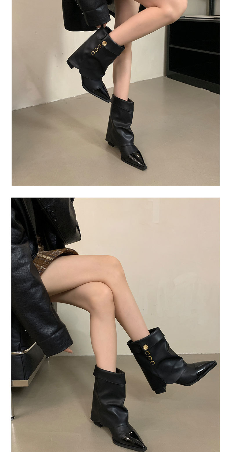 2025 Fall Fashion Collection Multifunctional Chunky Heel Cycling Style Elegant Color Block Cropped Slip-On Pants_voghion.com