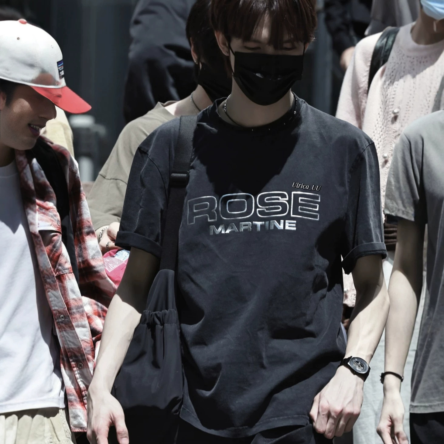 In-Stock M@Rtine Rose Washed Vintage Letter Print Round Neck Loose Casual Short Sleeve Reflective Logo T-Shirt