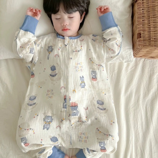 Baby Sleeping Bag Spring and Summer Pure Cotton Gauze Baby Summer Thin Kidsren's Anti-Kick Quilt Summer Baby Boy One-Piece Pajamas