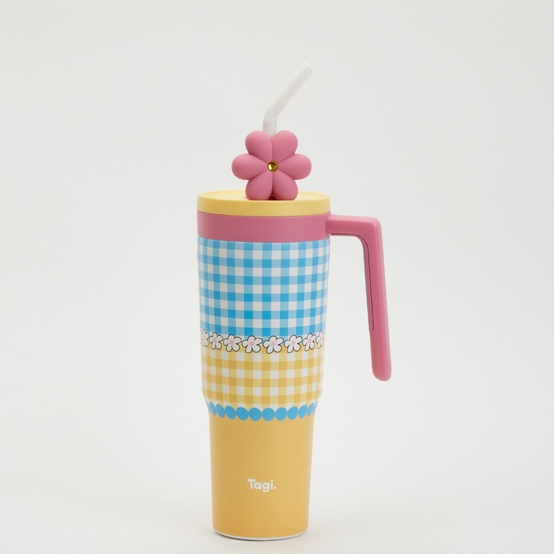 Tagi 魔法瓶カップ ハートビートフラワーフィールドカップ ステンレスストロー かわいい女の子 高見え特大容量ウォーターカップ|undefined