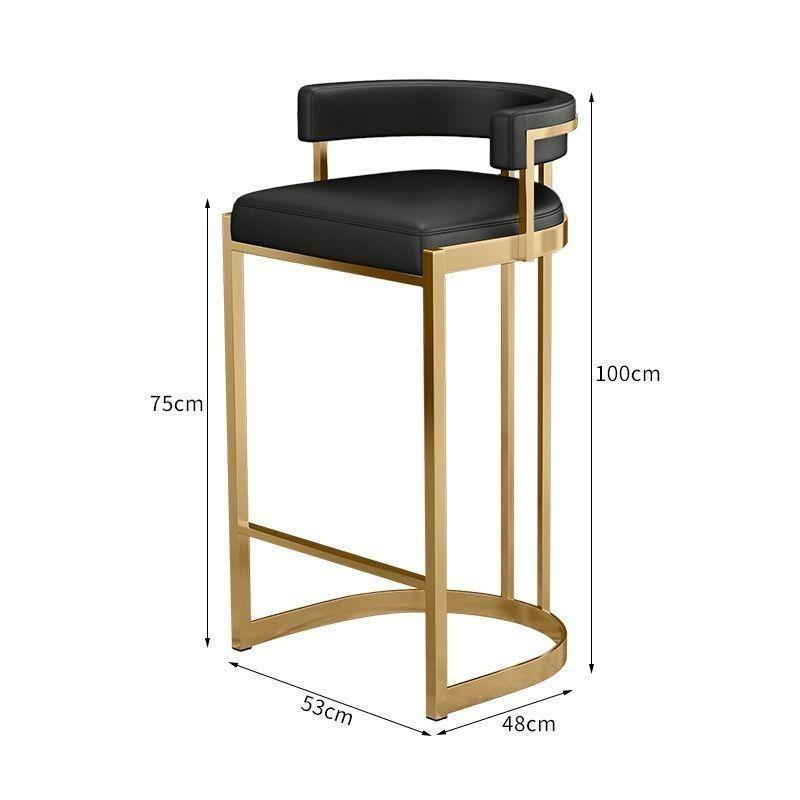 Silla de bar taburetes altos de hierro forjado respaldo casero tablero de aluminio escandinavo de lujo simple silla de bar silla alta image 11