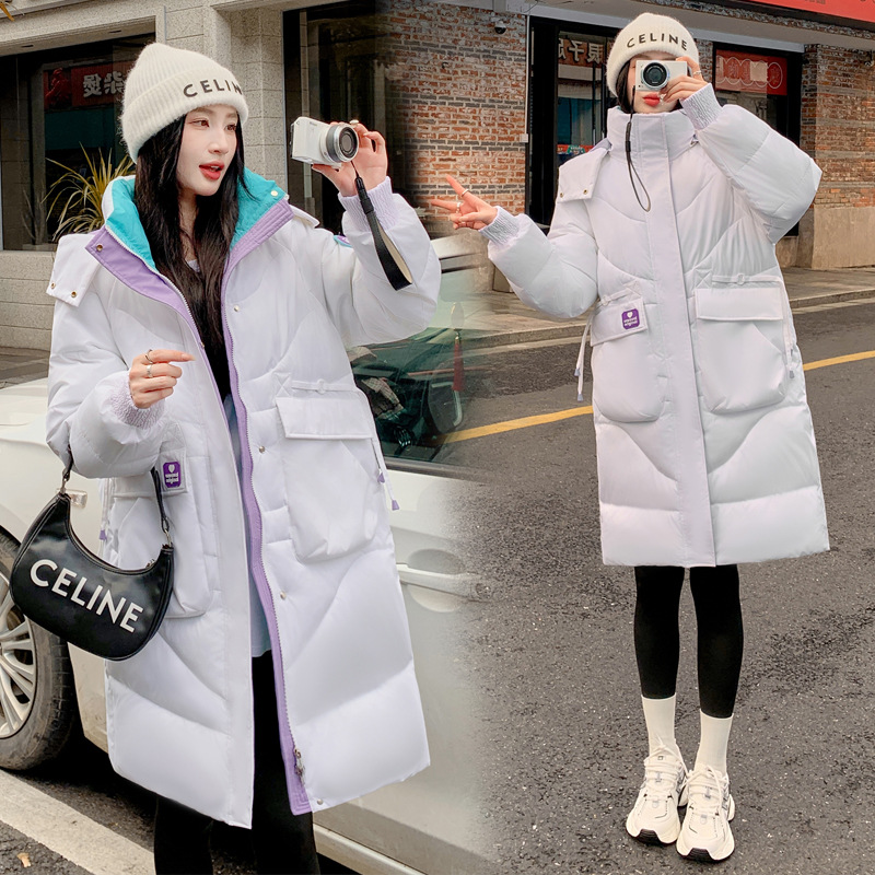 Gran chaqueta de algodón de plumón para mujeres largas y gruesas sueltas 2023 nuevo chaqueta de invierno con capuzas coreana de algodón delgado abrigo image 3