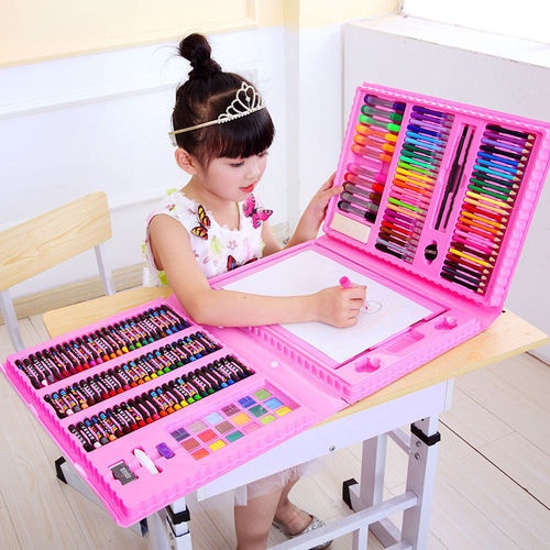 Brush set children's watercolor pen painting gift box crayons primary school students art supplies drawing board color lead crayon combination