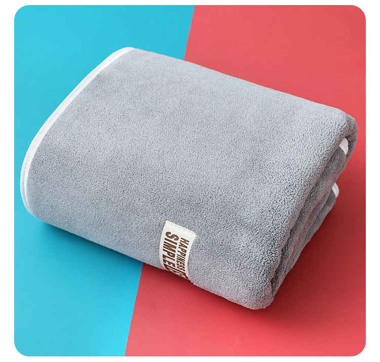 Label Coral Fleece Plain Bath 70*140 Soft Absorbent Thickened Large Gift Beach Towel New Model_voghion.com