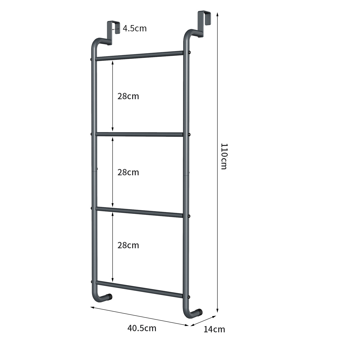 Puerta de cuatro capas gancho trasero Barra de toalla de baño sin costuras sin perforar puerta trasera percha estante de almacenamiento