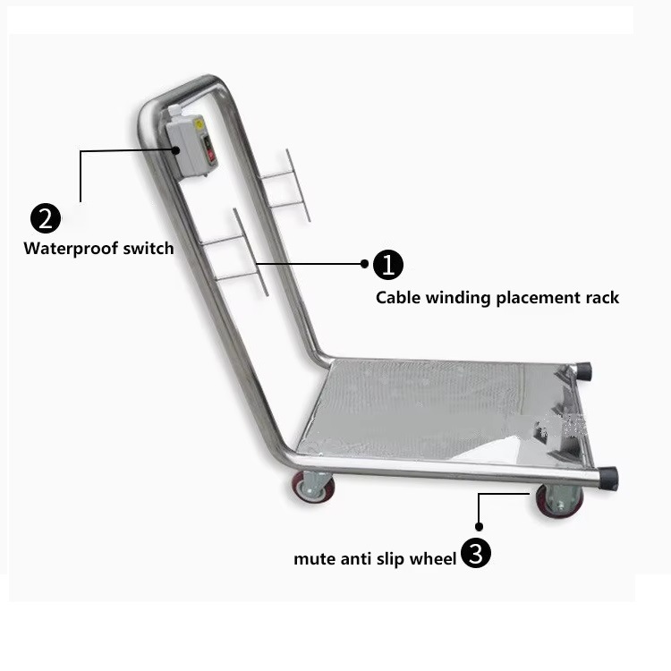 carro de piscina 304 carro de acero inoxidable aspirador submarino carro de aspirador de suciedad