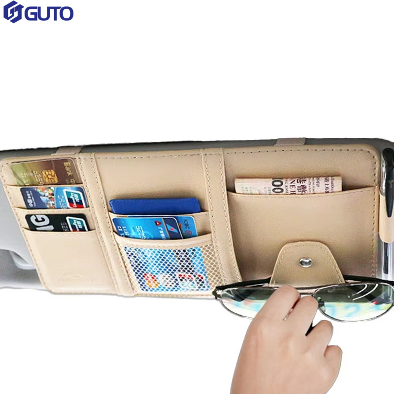 Zippered Storage Bag Sun Visor Holder Disc Phone Bill Card Sunglasses Organizer Clip for Car Seat