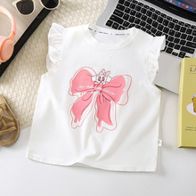 夏季新款纯棉女童翅膀飞袖t柔软透气吸汗百搭短袖可爱时尚百搭T