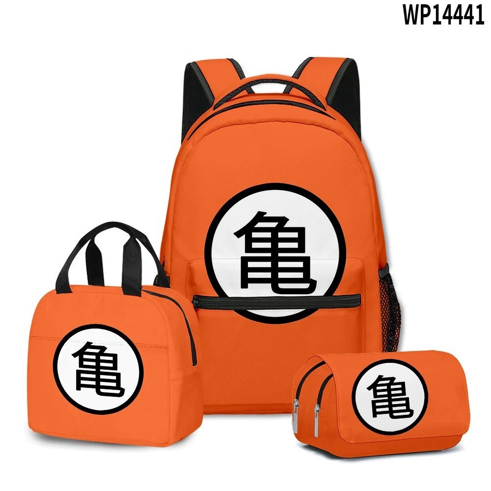 3D transfronterizo nueva animación Goku siete Dragon Ball Super bolsas escolares bolsas de almuerzo bolsas de lápiz tres piezas