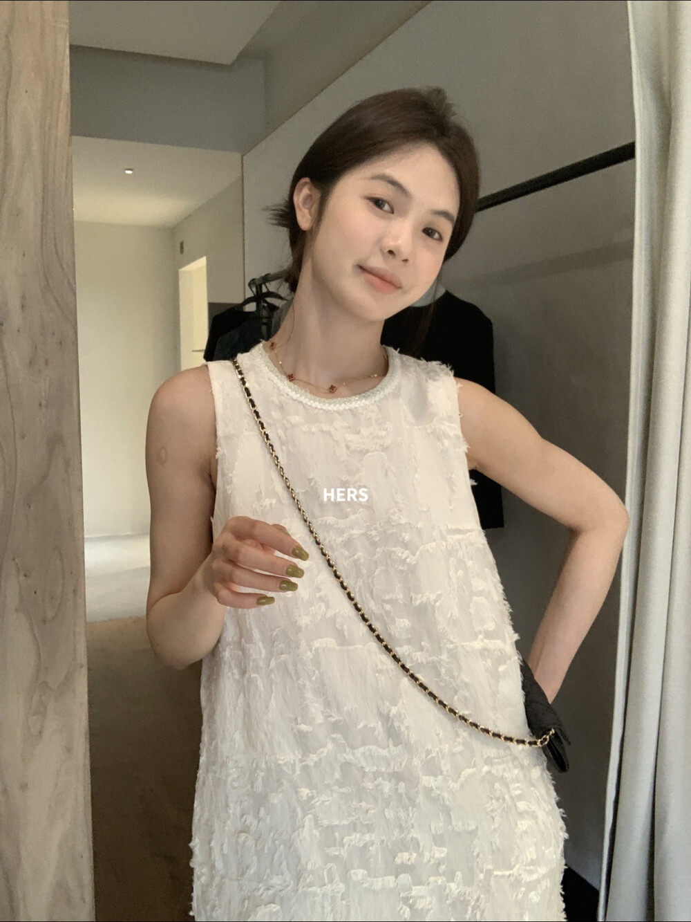 Đầm maxi nữ thắt eo cổ tròn không tay ren phối quý phái — màu đen, màu trắng chi tiết 19