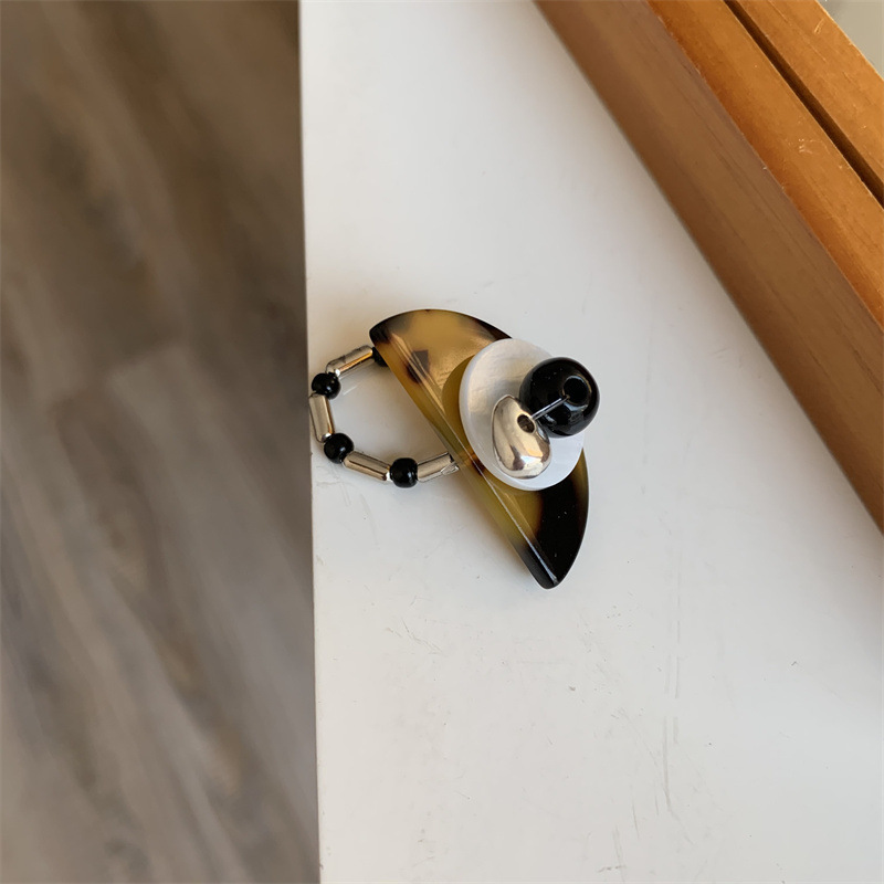 Novelty Geometric Heart Shape natural stone Shell Rings 1 Piece