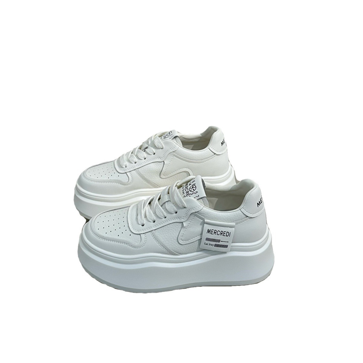 Super Popular High-end Versatile White Sneakers For Women, Spring And Autumn Thick-soled Sneakers, 2025 New Trendy Niche_voghion.com
