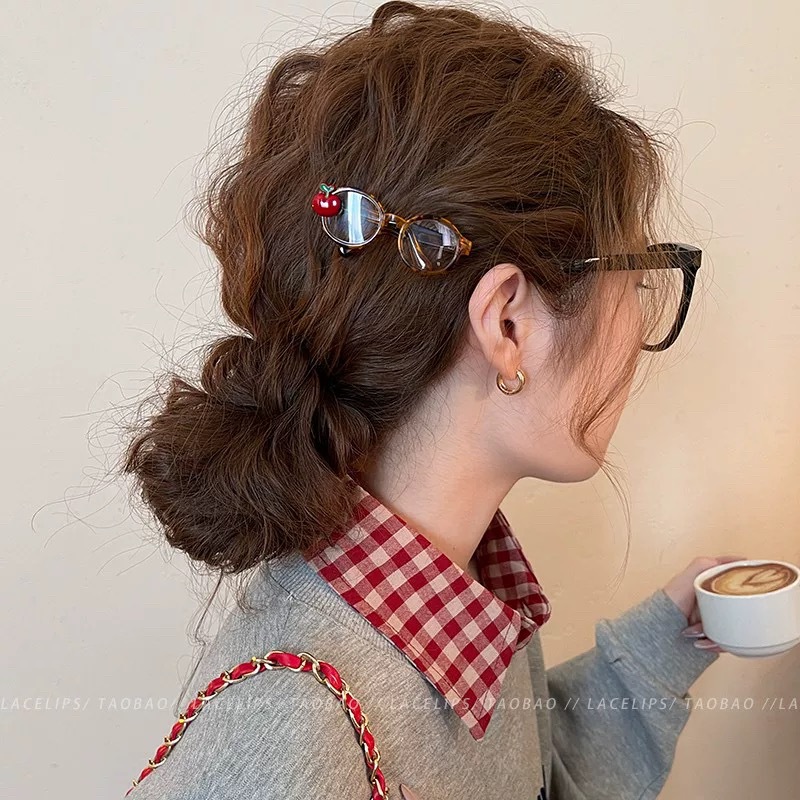 27# korean style little apple artistic eyeglass hair clip [single piece]