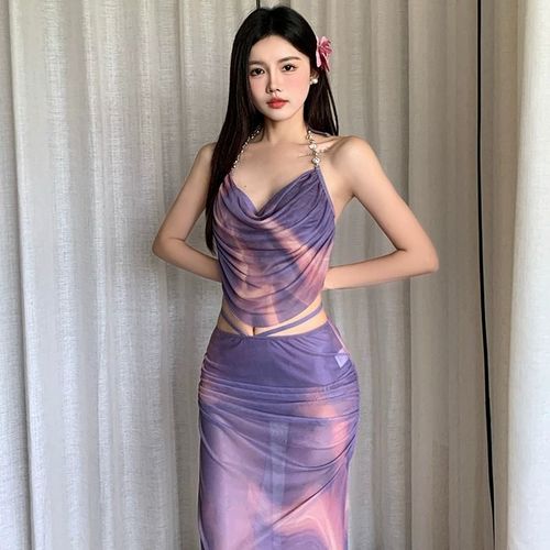 Summer New Three-Piece Swimsuit for Women, Separate Design to Cover the Waist, Slimming Long Skirt, Pure Desire Style, Teenage Beach Vacation Swimwear