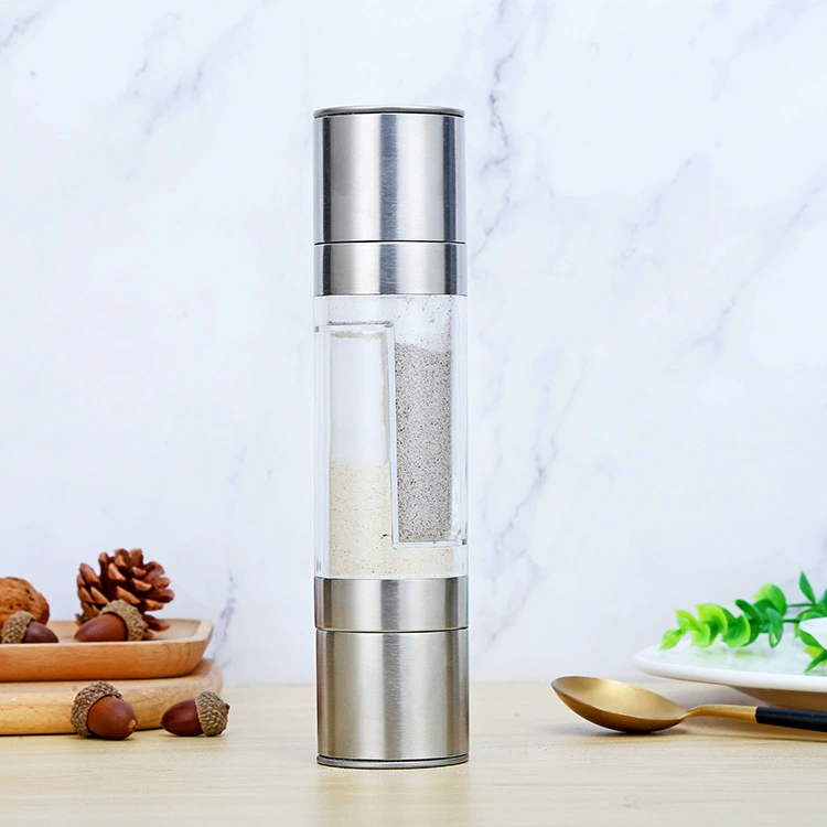 Двойная головка мельница для перца из нержавеющей стали электрическая мельница посуда оптом стейк артефакт приправа бутылка Пикник Ланч Бокс