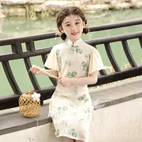 Платье Cheongsam для девочек для детей старшего возраста, новое летнее детское платье Cheongsam в китайском стиле, маленькая девочка в китайском стиле Республики Китай.