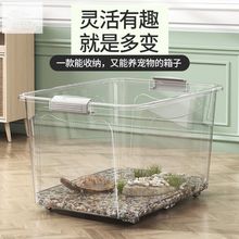 大号透明乌龟缸收纳箱大容量家用养宠物储物箱造景别墅塑料