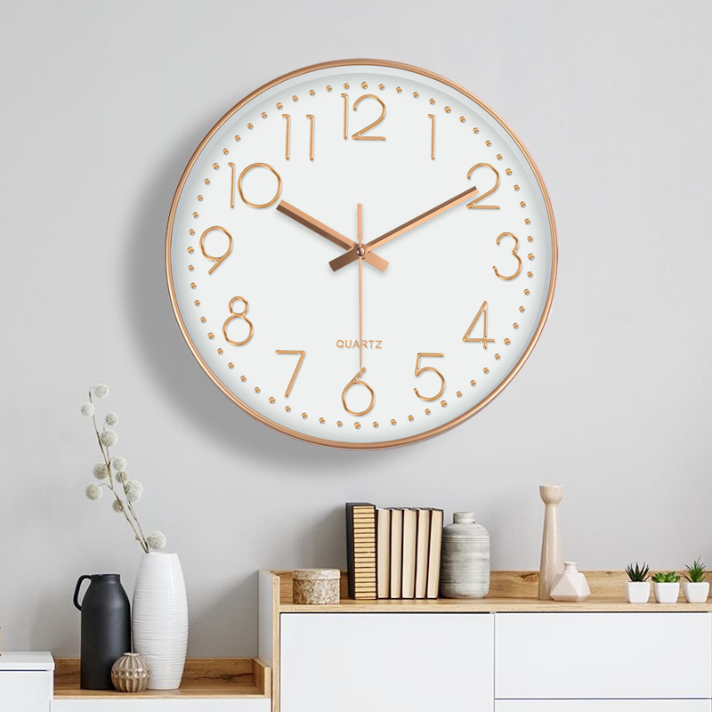 简约现代电波挂钟家用客厅卧室教室自动对时挂墙创意免打孔时钟表