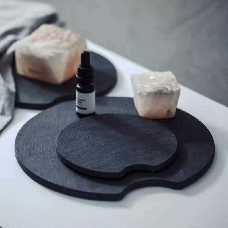 Estilo japonés dormir hoja nórdico pizarra piedra bandeja lavabo almacenamiento aromaterapia agua decoración almacenamiento pantalla candelabro placa tiro