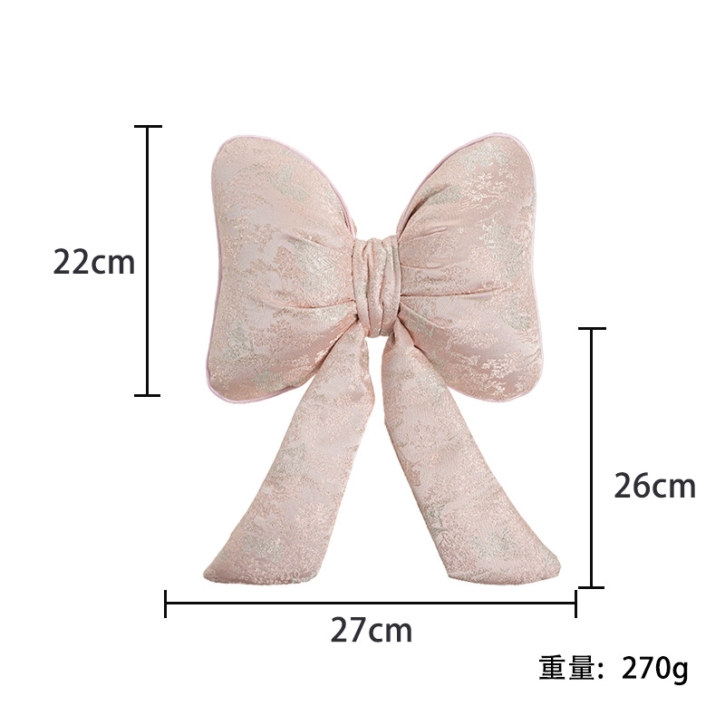 2026 New Chinese Style Sakura Pink Satin Bow Car Neck Pillow with Ribbon for Girls Car Lumbar Support Pillow