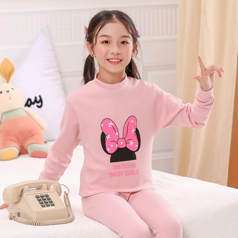 Arco Iris de plumas de algodón para niños de Cuello medio alto niños y niñas ropa interior impresa suéter de algodón Niños y Niñas Ropa de otoño pantalones largos traje