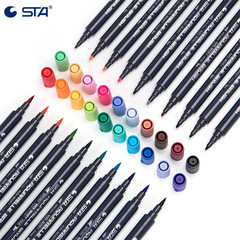 STA Double-Head Colored Water-Based Markers Set, Soft Tip Drawing Pen, Watercolor Pen, Sign Pen 3110