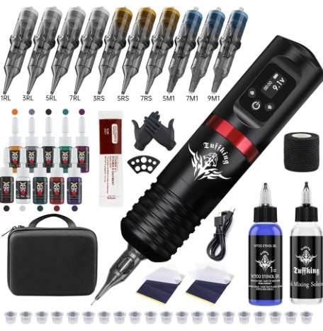 Tuffking transfronterizo batería inalámbrica todo en uno conjunto completo de máquina de tatuaje herramientas de tatuaje al por mayor