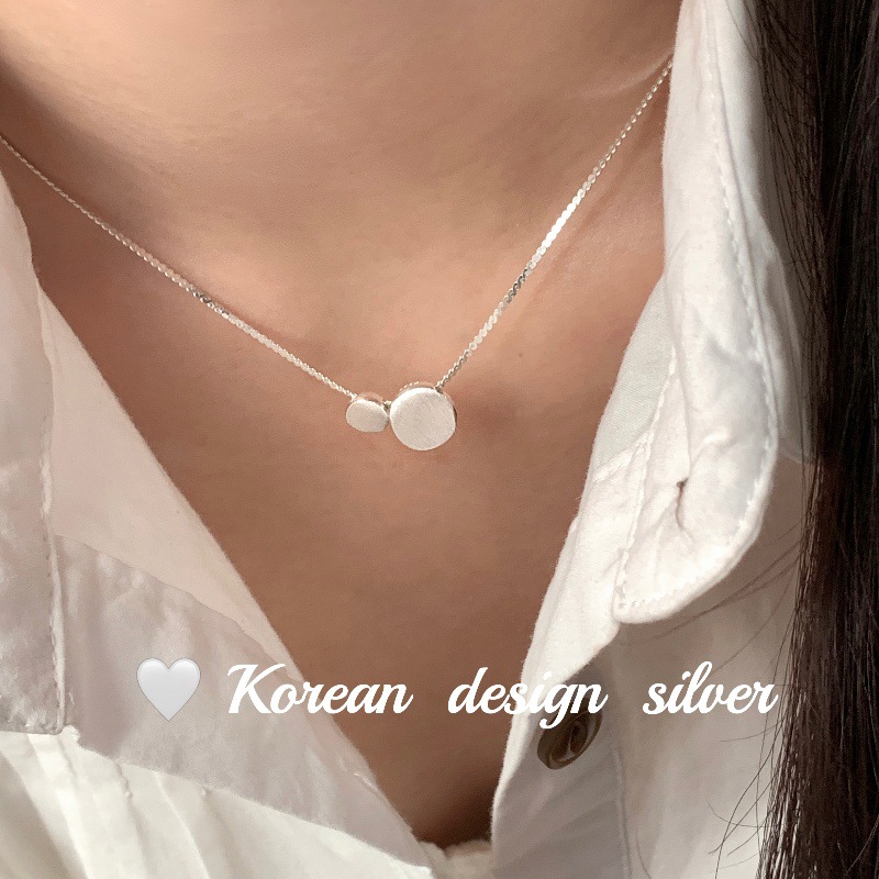 韓版極簡約ins風飾品 S925純銀簡約大小扁圓項鍊 疊戴鎖骨鏈女新