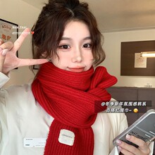 2025新款针织毛线围巾女冬季高级感百搭韩版学生保暖粉色短围脖潮