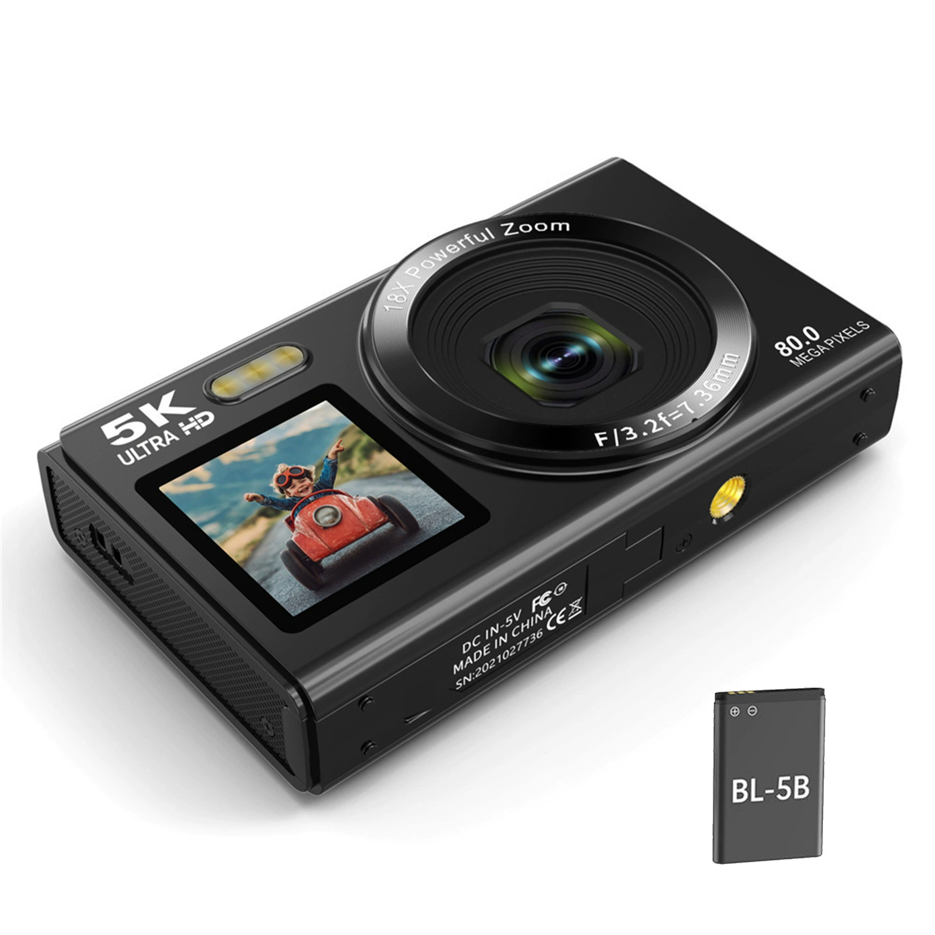 Цифровая камера ручная 5K Ultra HD, 18× зум, 80 Мп, компактная 21×15×10 см