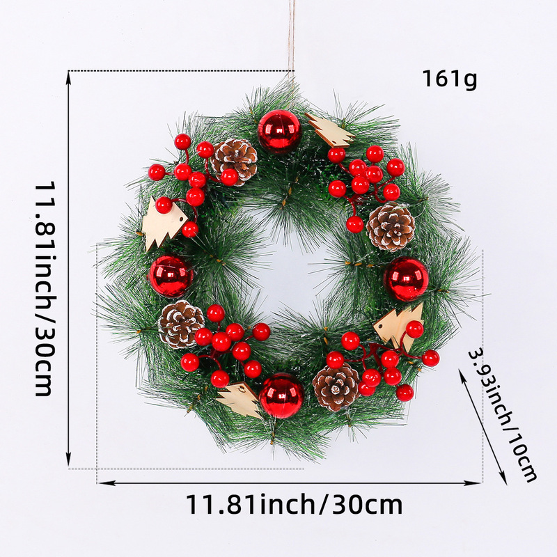 恒冲クリスマスシミュレーション松果花輪門掛クリスマス枯枝藤輪祝日松針花輪装飾用品|undefined