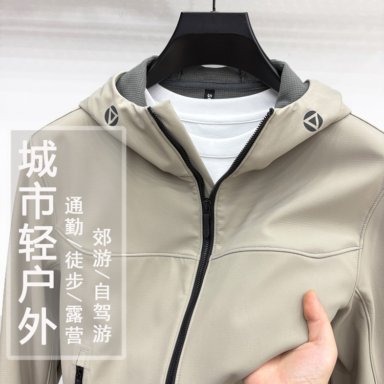2026 New Men's Sports Casual Jacket Autumn and Winter Outdoor Windproof Warm Fleece Soft Shell Hooded Jacket Dropshipping