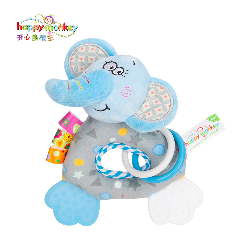 Mono feliz nuevo bebé mordedor sonajero bebé sonajero de mano recién nacido felpa edredón sonajero juguete
