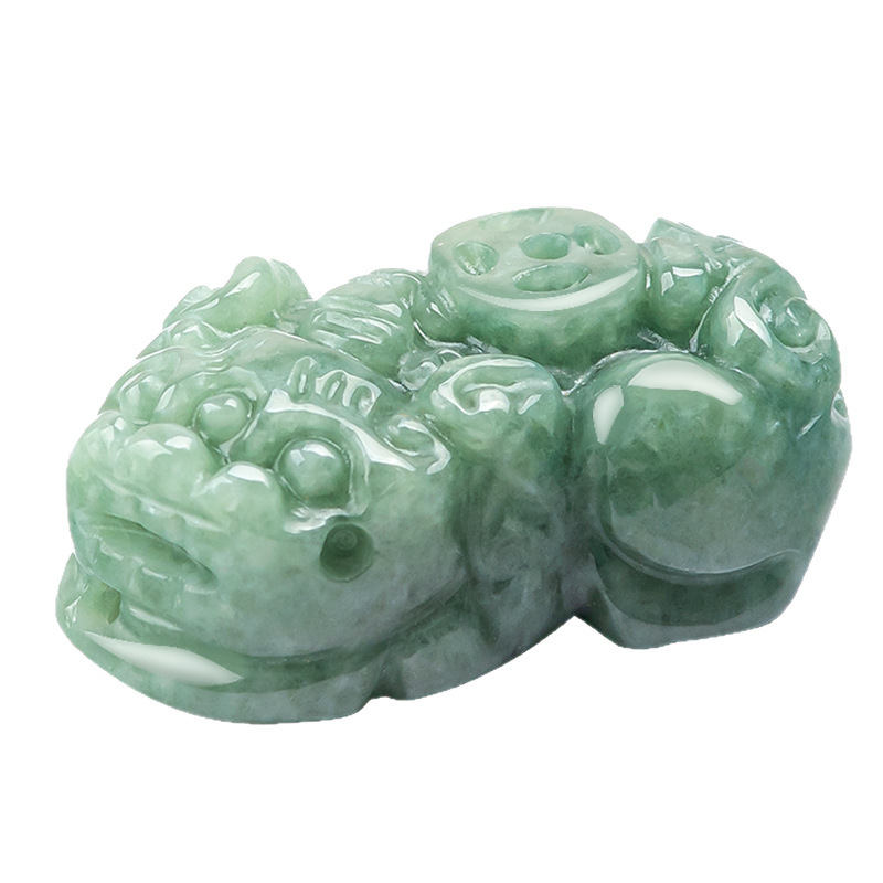 小号通财玉石吊坠挂件玉器天然翡翠豆种玉佩貔貅男女货批发中式|undefined