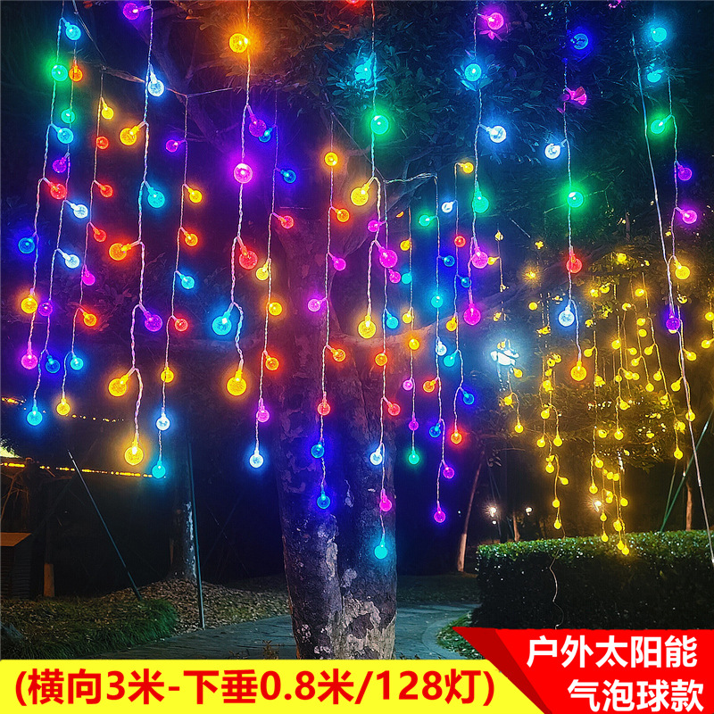 Lámpara de hielo solar de linterna roja 3 * 0.8m al aire libre lluvia de Año Nuevo Lámpara de decoración de jardín cadena de lámparas de jardín atmósfera