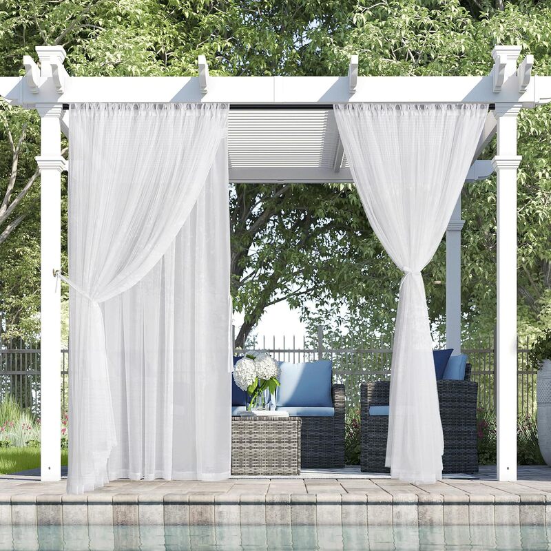 Cross-Border Amazon Outdoor Waterproof Gauze Curtains Wholesale Balcony Blackout Sun Protection White Finished Window Screen Foreign Trade Model