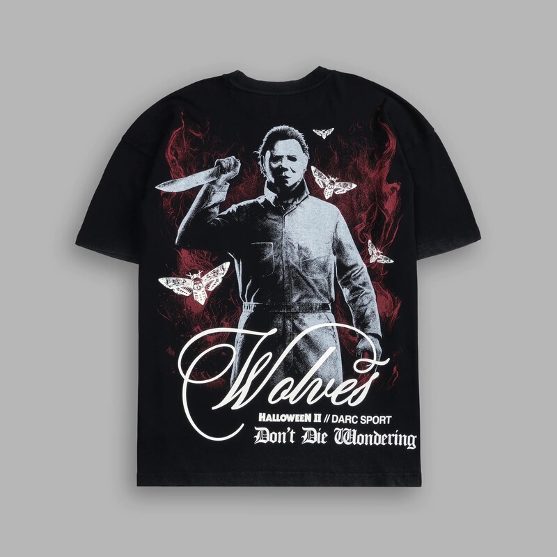 Darcsport Halloween Series Co-Branded Michael Myers American Street T-Shirt Loose Dark Short-Sleeved