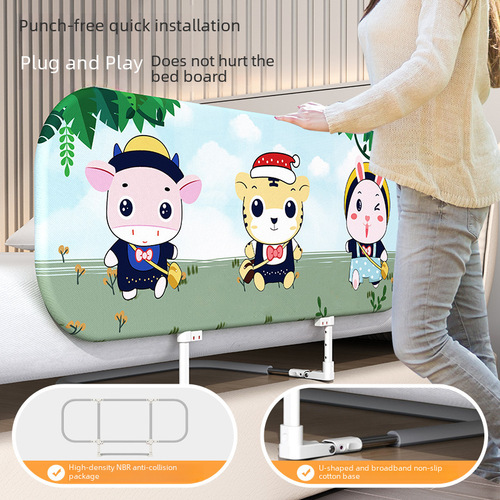 Installation-free bed railing baby anti-fall protective fence portable foldable travel guardrail infant child safety barrier