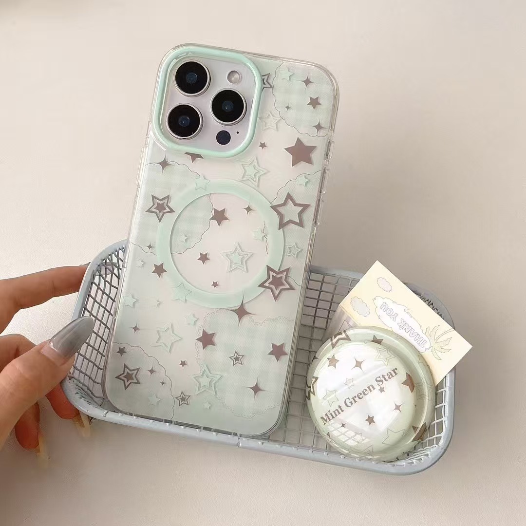 Estrella a cuadros de dibujos animados estilo ins para Apple 15/16 funda para teléfono móvil 15ProMax pareja 16Pro nuevo 14/13