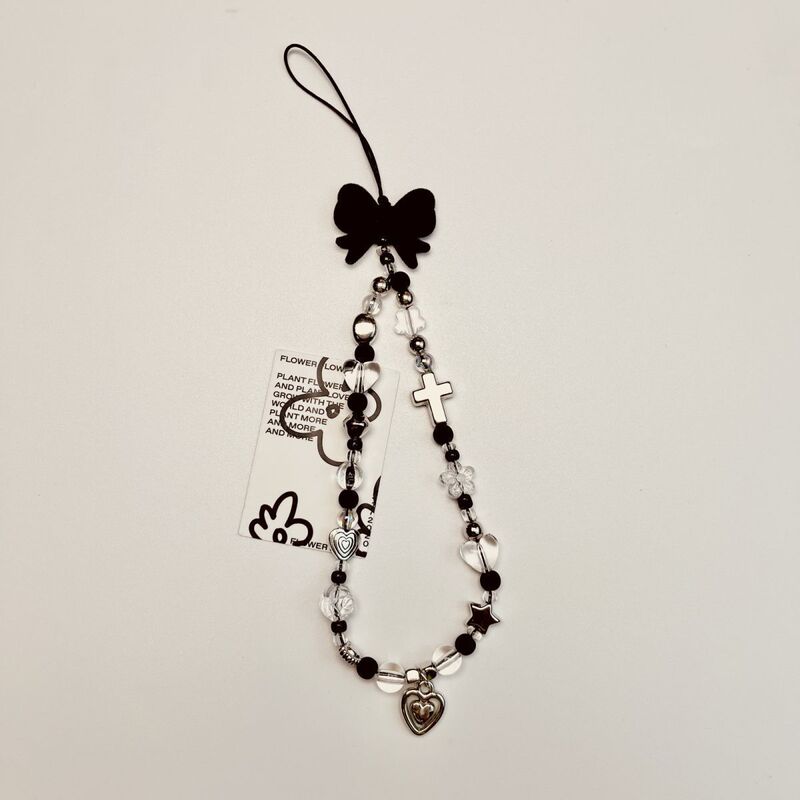 Sweet and cool black heart pendant CCD camera accessory, phone case lanyard accessory, Polaroid anti-loss wrist strap, handmade Sweet and cool black heart pendant CCD camera accessory, phone case lanyard accessory, Polaroid anti-loss wrist strap, handmade
