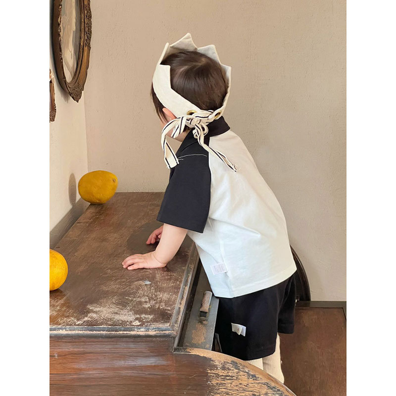 Ensemble deux pièces de vêtements d'été en pur coton pour garçons, polo à manches courtes et short, vêtements de sport pour enfants_voghion.com