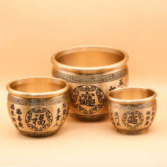 百福缸純銅黃銅米缸聚財招財缸擺件大號全銅百福杯聚寶盆家用店鋪