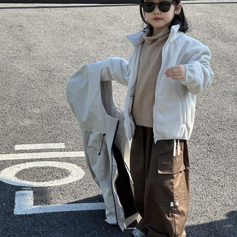 儿童户外冲锋衣男童女童宝宝加厚防污防水秋冬保暖亲子外套三合一