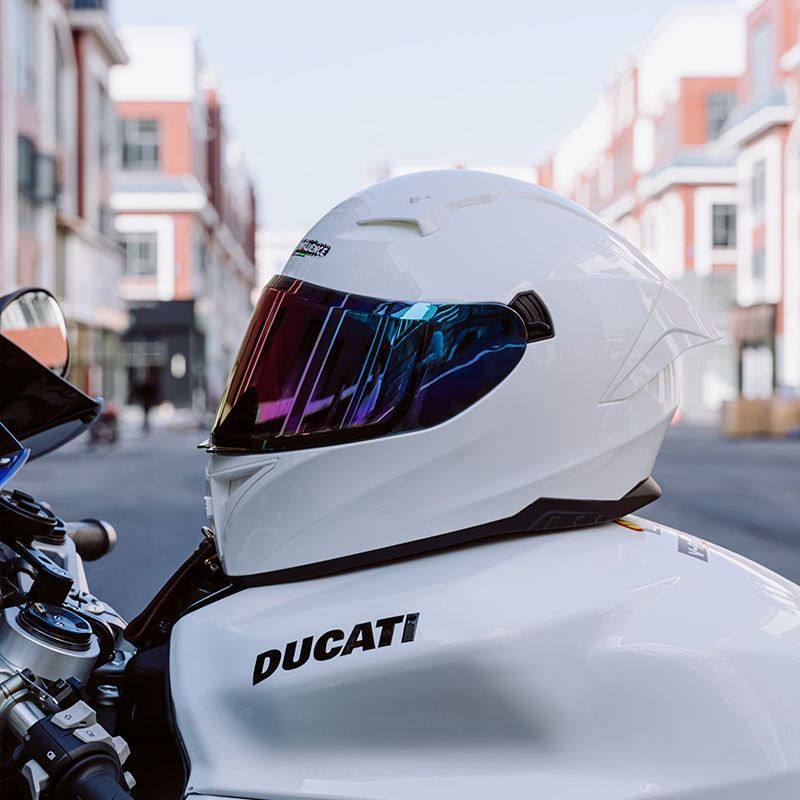 Motorcycle Full-Face Helmet for Men, 3C Certified, Racing Style, All-Season Universal, Personalized Motorcycle Riding Full-Cover Warm Helmet for Women