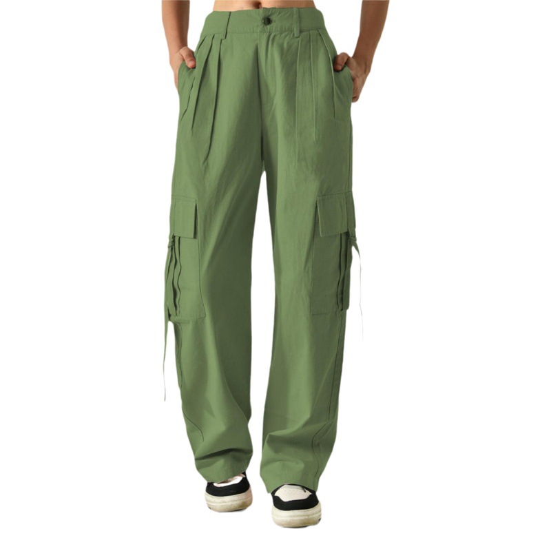 Pantalones de Trabajo Holgados para Mujer de Algodón, Corte Recto, Con Correas, para Estilo Urbano